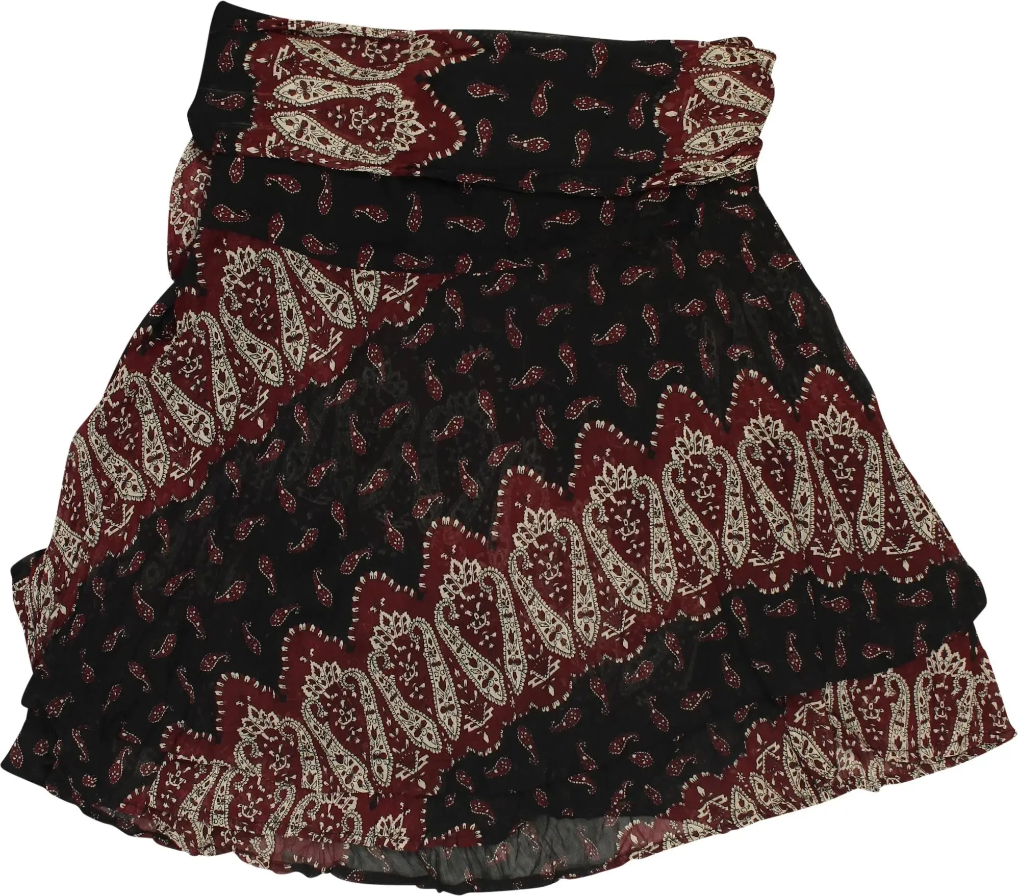 00s Paisley Layered Ruffle Chiffon Skirt