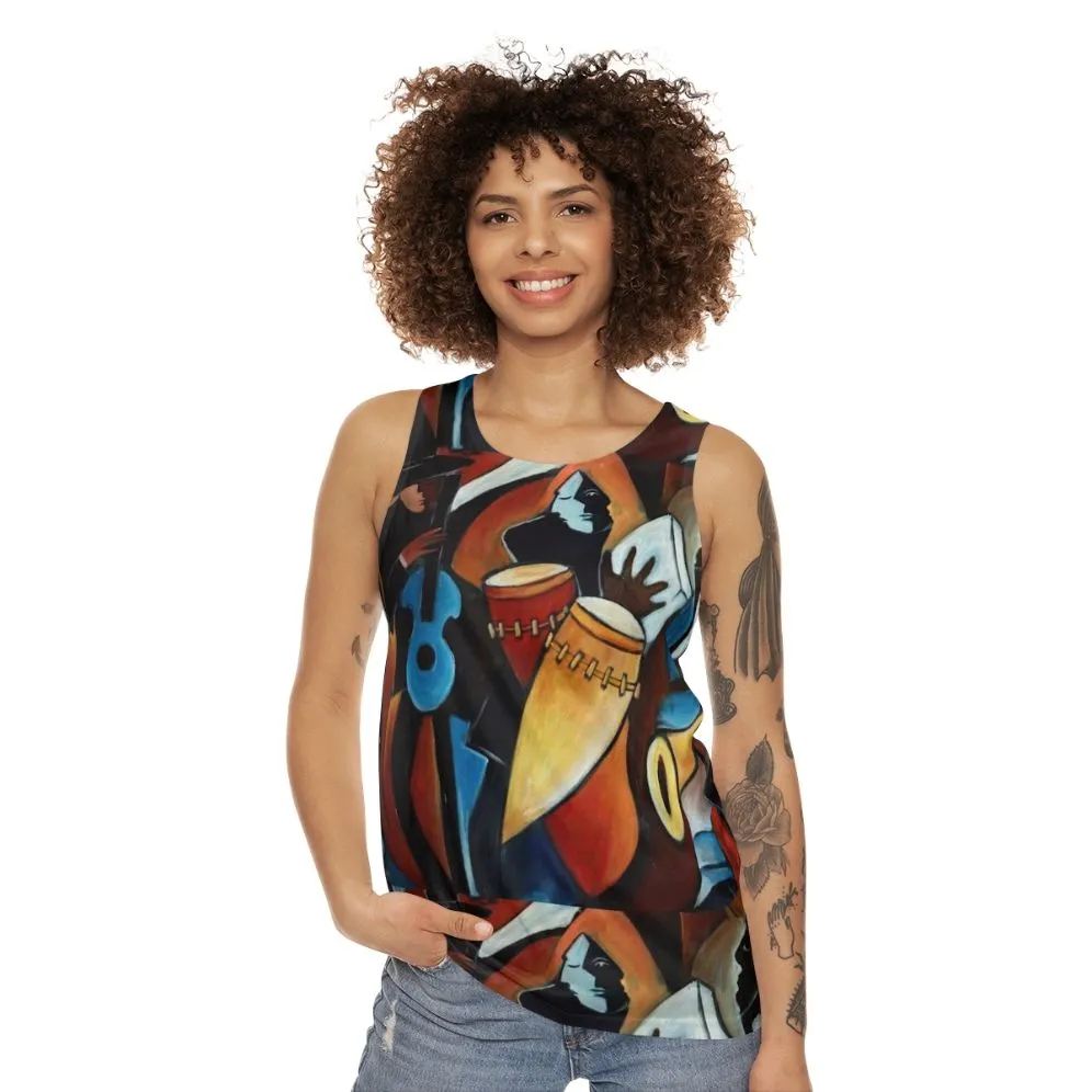 Acrylic Unisex Jazz Tank Top for Dance and Party