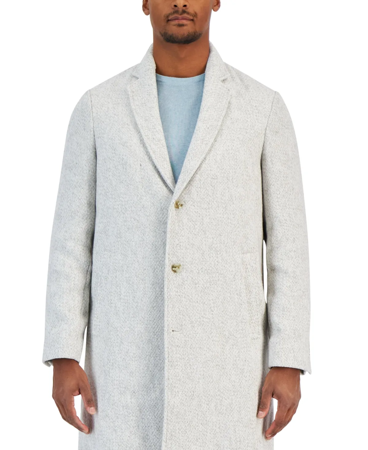 Alfani Mens Regular fit Overcoat Coat Medium White
