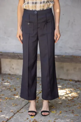 Apparel- VOY Pleated Front Pocket Button Trousers