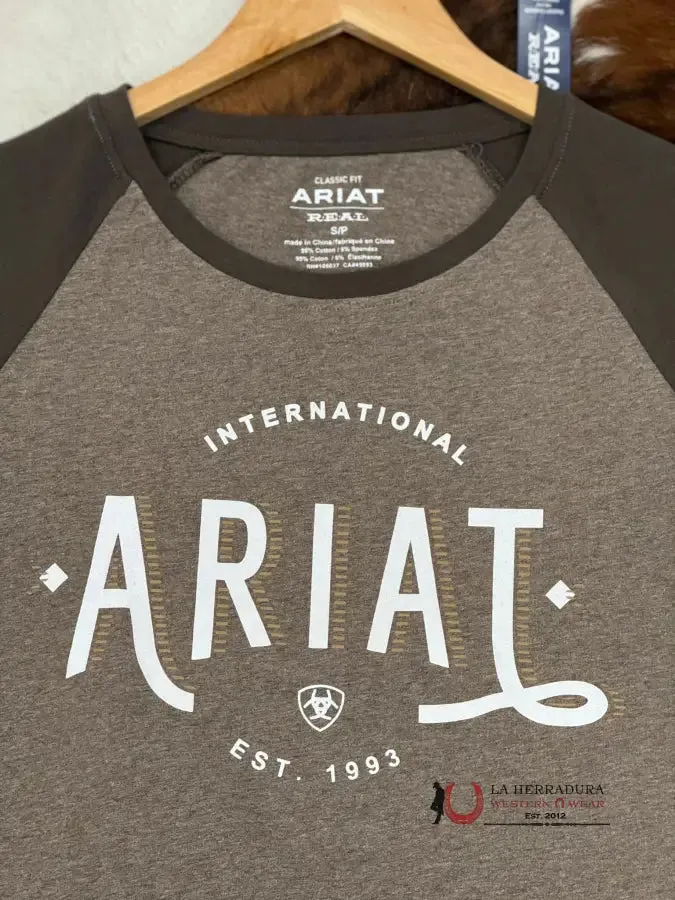 ARIAT WOMENS REAL LOOP HEATHER BANYAN BARK LONG SLEEVE T-SHIRT