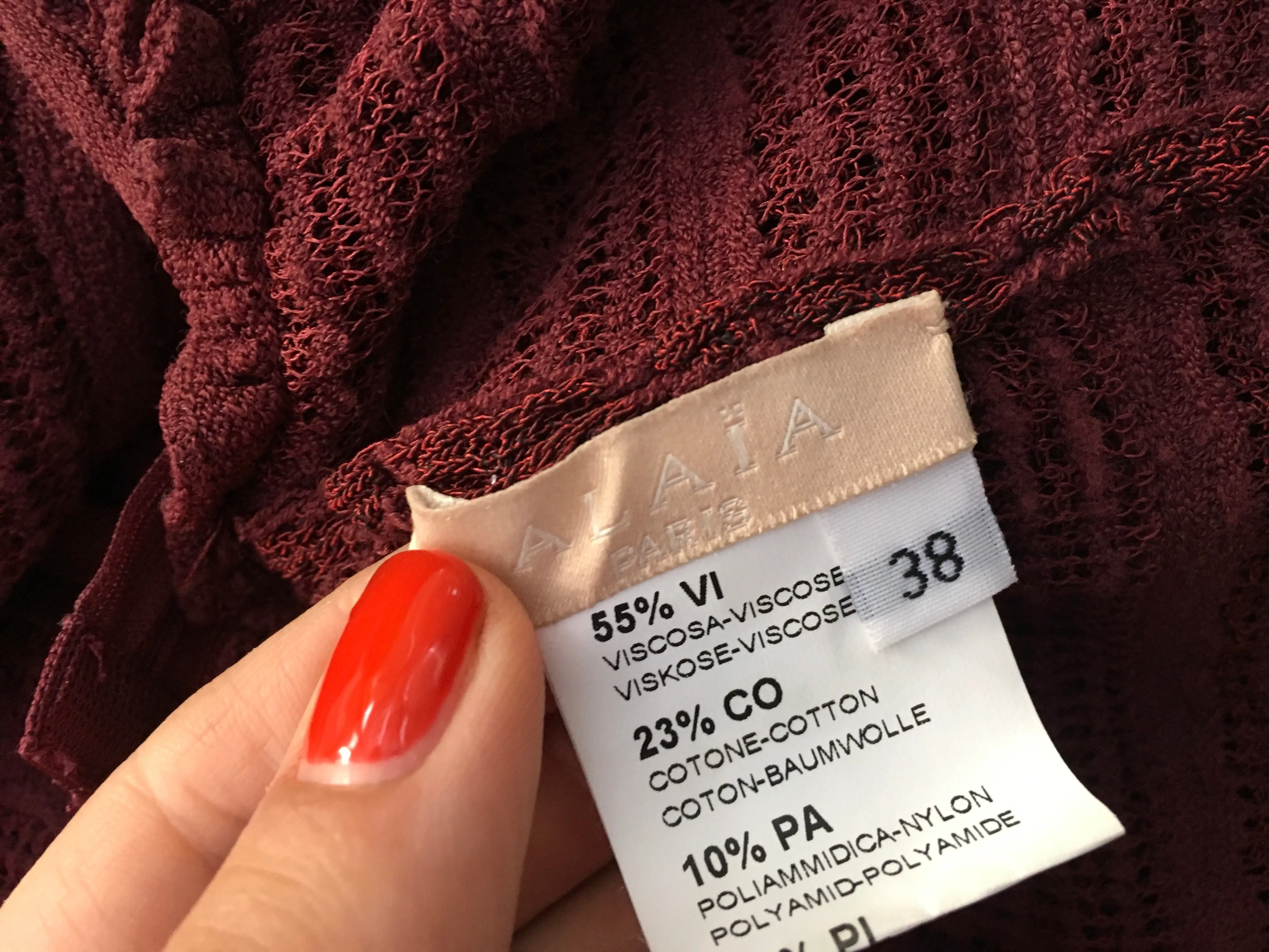 AZZEDINE ALAÏA ALAIA BURGUNDY KNIT SKATER DRESS Ladies