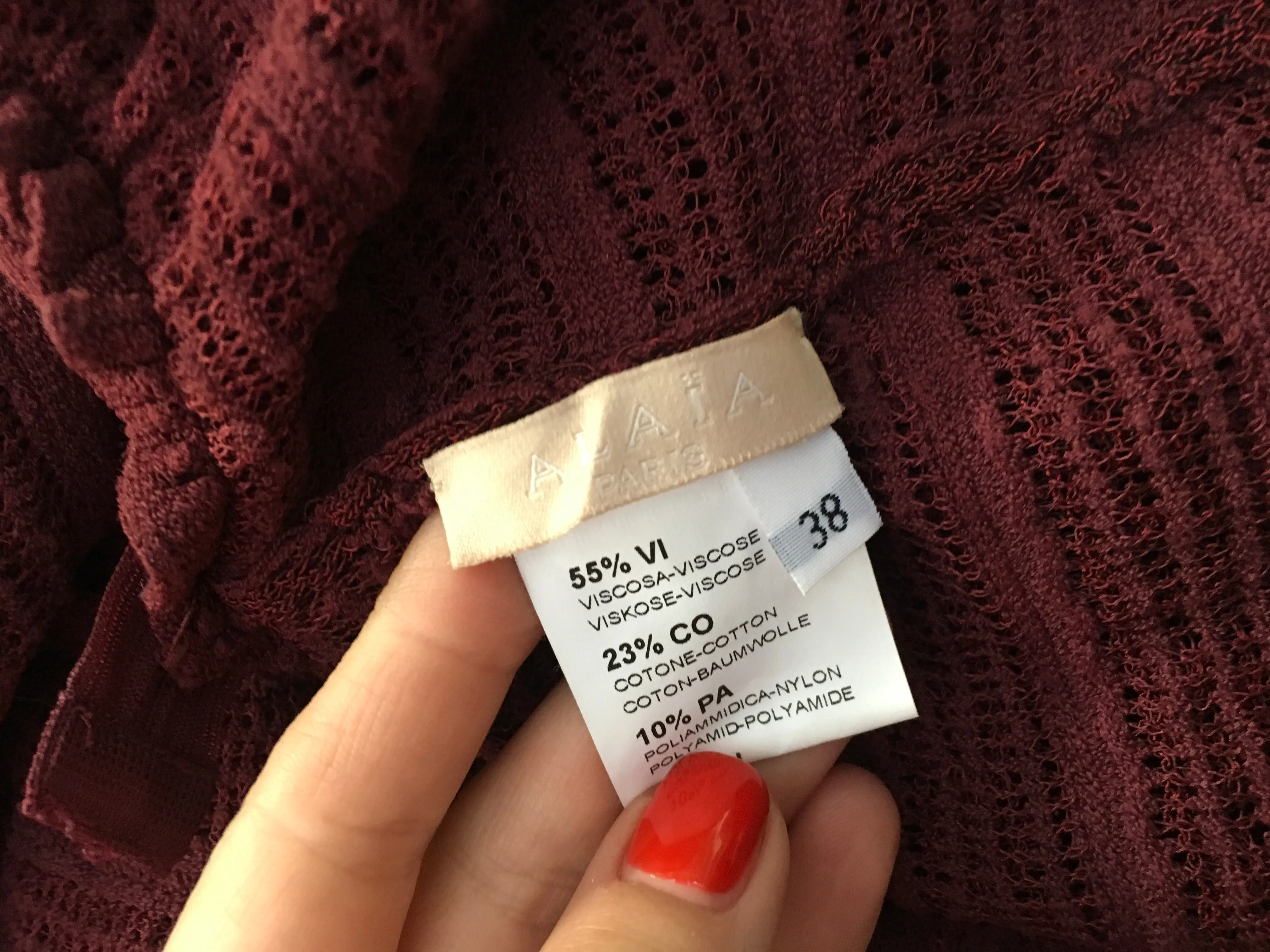 AZZEDINE ALAÏA ALAIA BURGUNDY KNIT SKATER DRESS Ladies