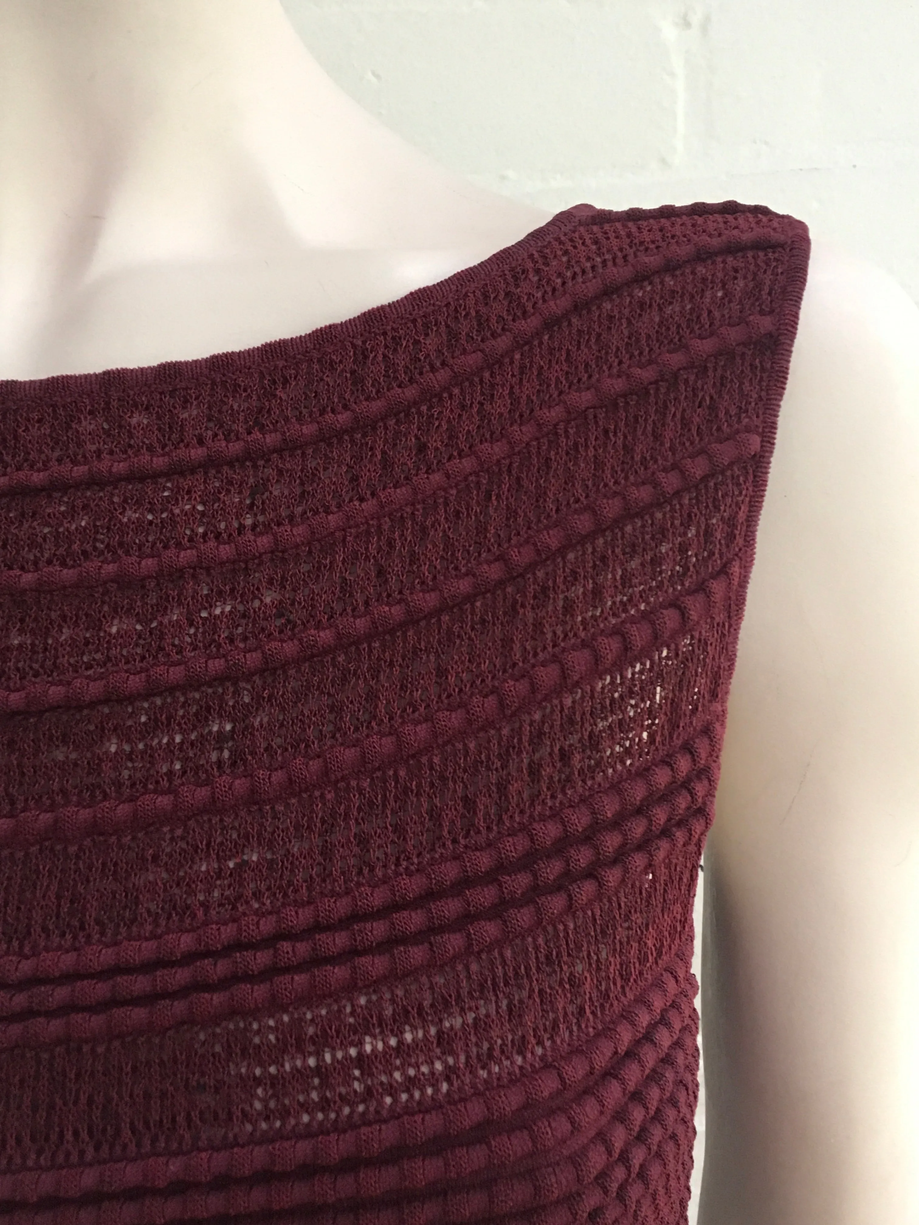 AZZEDINE ALAÏA ALAIA BURGUNDY KNIT SKATER DRESS Ladies