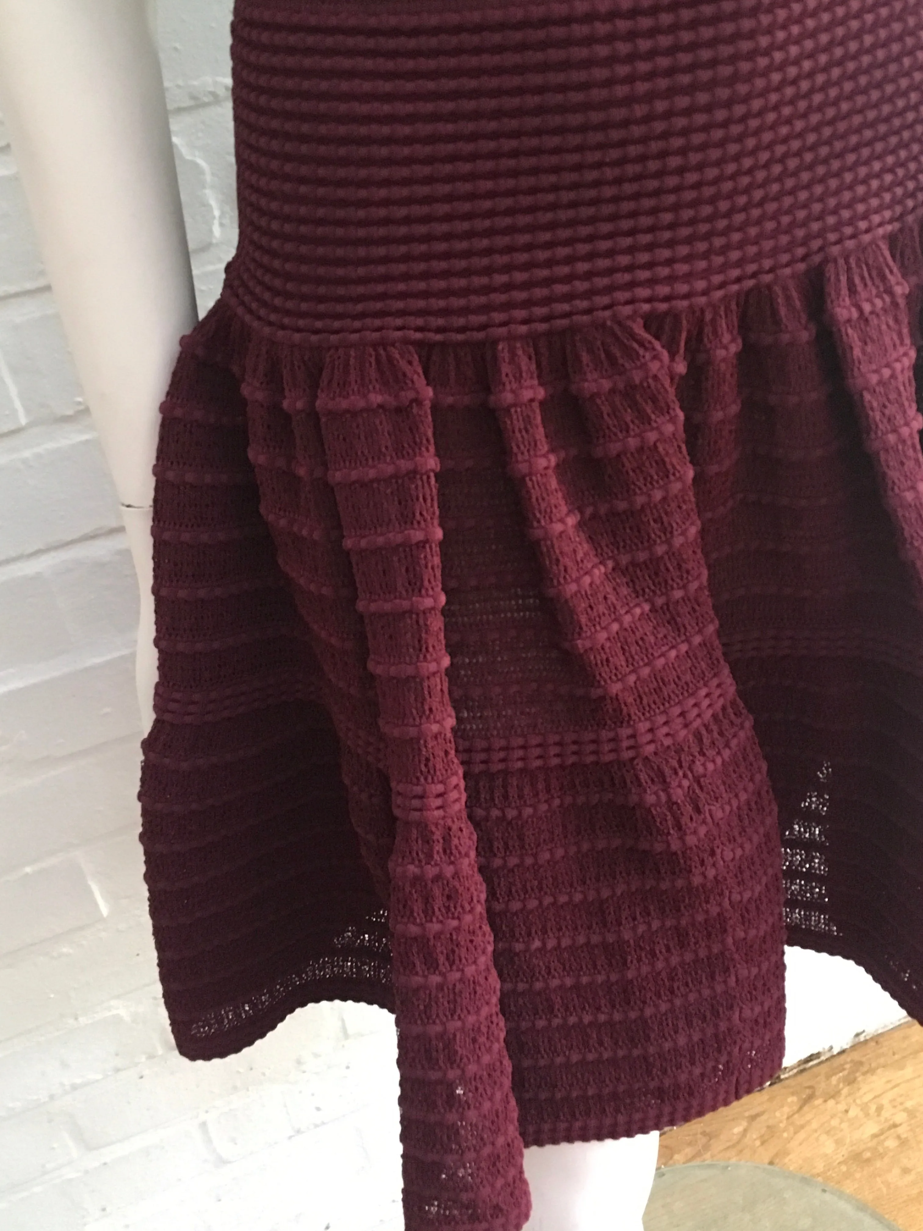 AZZEDINE ALAÏA ALAIA BURGUNDY KNIT SKATER DRESS Ladies