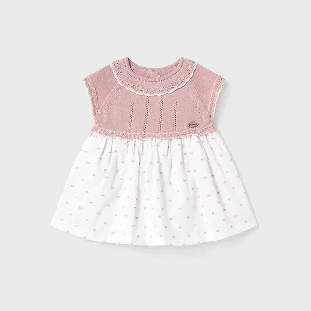 Baby Girls Knit Short Sleeve Dress - Pink