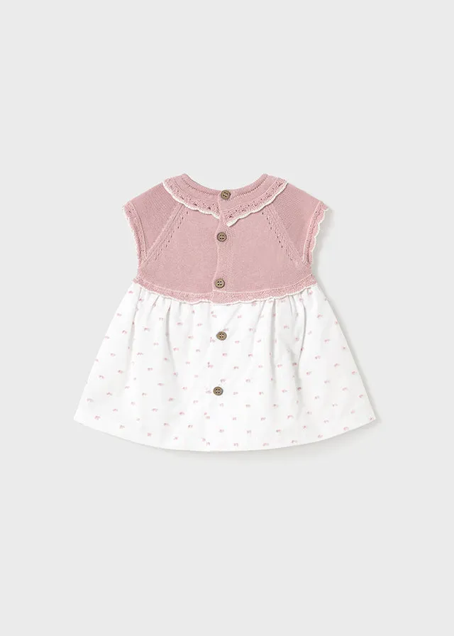 Baby Girls Knit Short Sleeve Dress - Pink