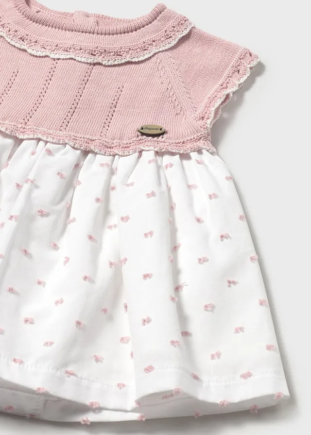 Baby Girls Knit Short Sleeve Dress - Pink