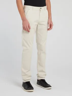 Beige Straight Cut Trousers