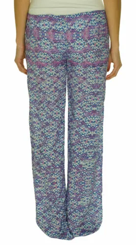 Bindya New York Women's Drawstring Printed Cover Up Pants Blue Purple $143