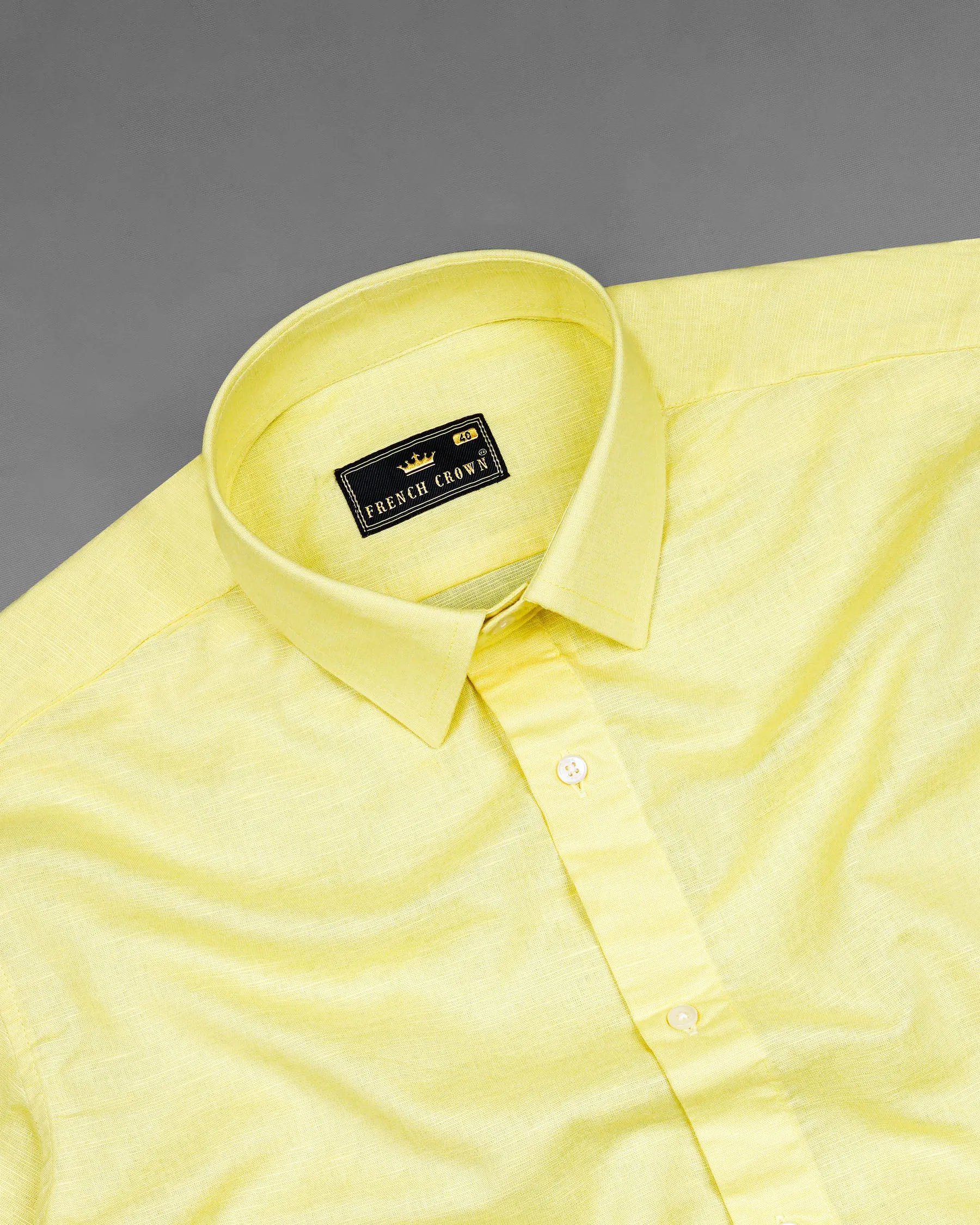 Blond Yellow with Bondi Blue Luxurious Linen Designer Shirt
