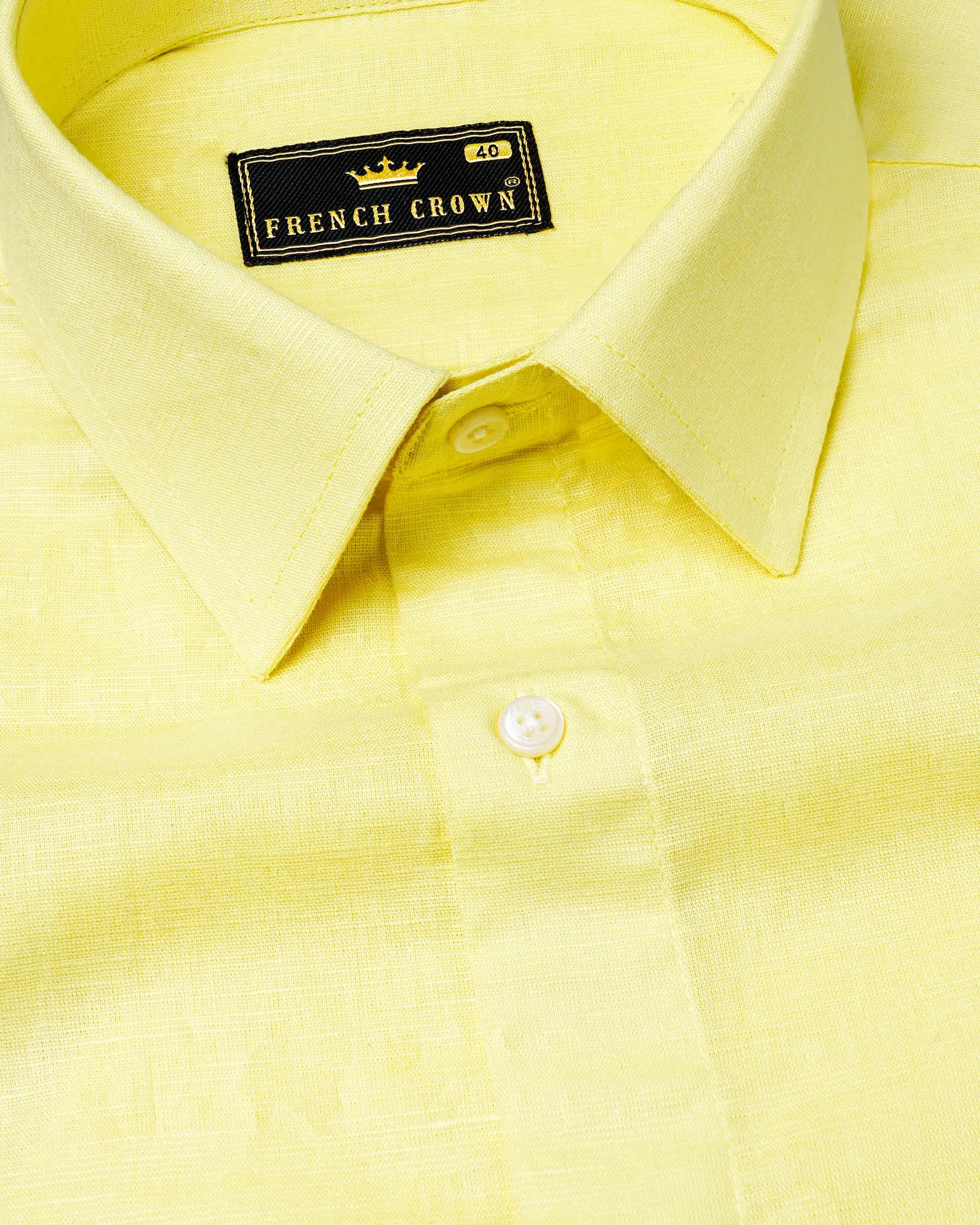 Blond Yellow with Bondi Blue Luxurious Linen Designer Shirt