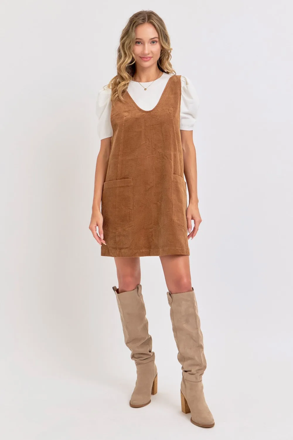 CASUAL OVERALL CORDUROY DRESS