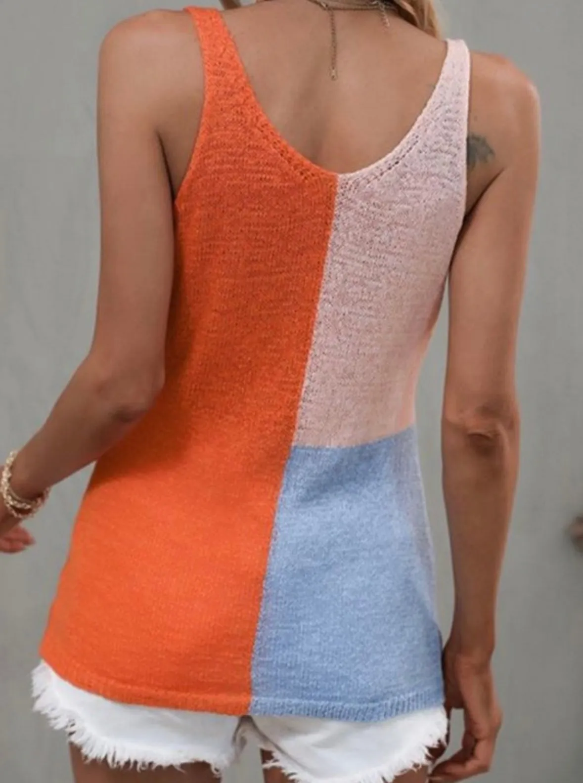 Color Block Knit Sweater Top