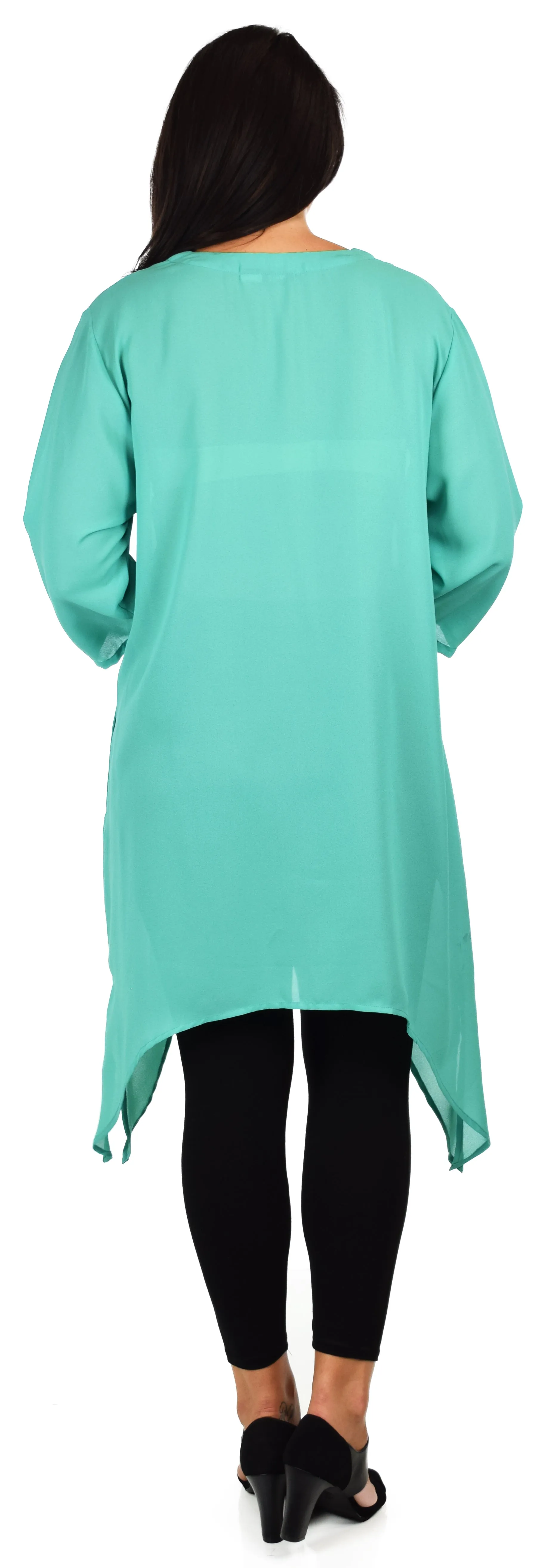 Comfy Georgette Tunic, Asymmetrical Plus size Tunic, Fish tail Tunic, Plus size top with side pockets