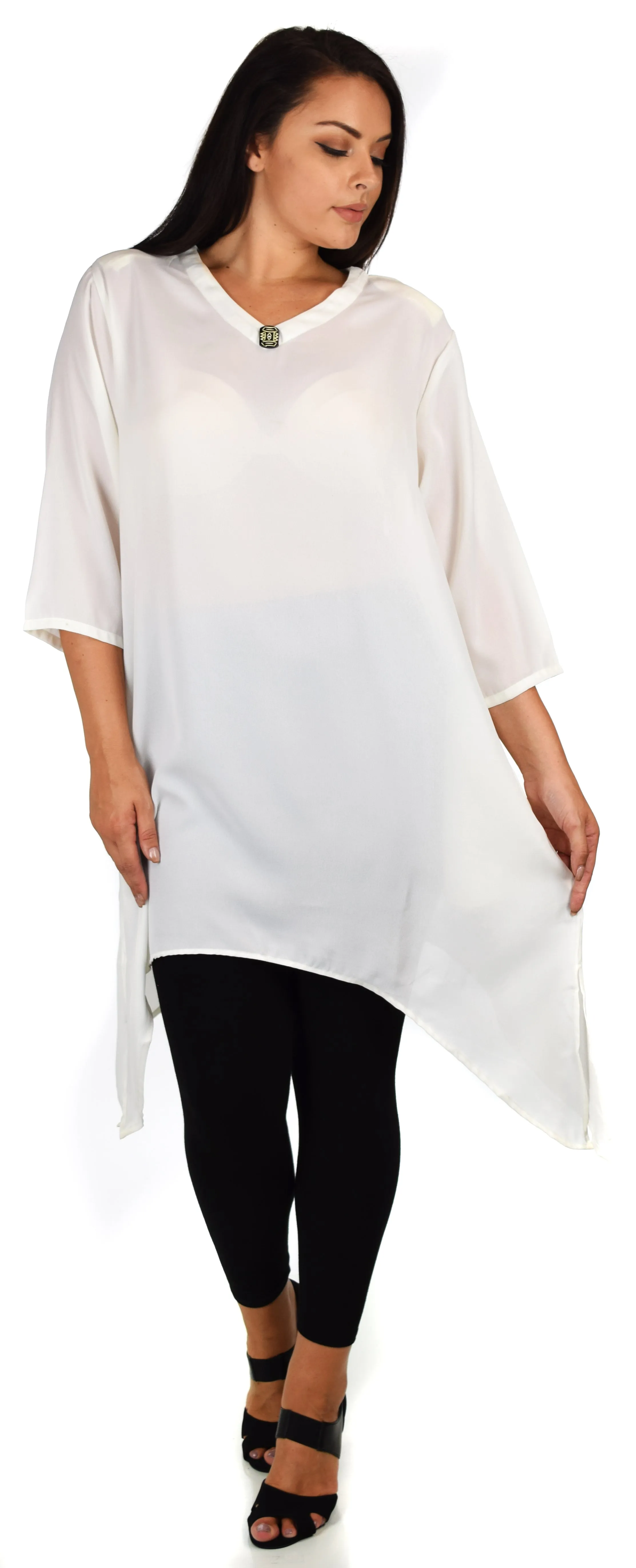 Comfy Georgette Tunic, Asymmetrical Plus size Tunic, Fish tail Tunic, Plus size top with side pockets