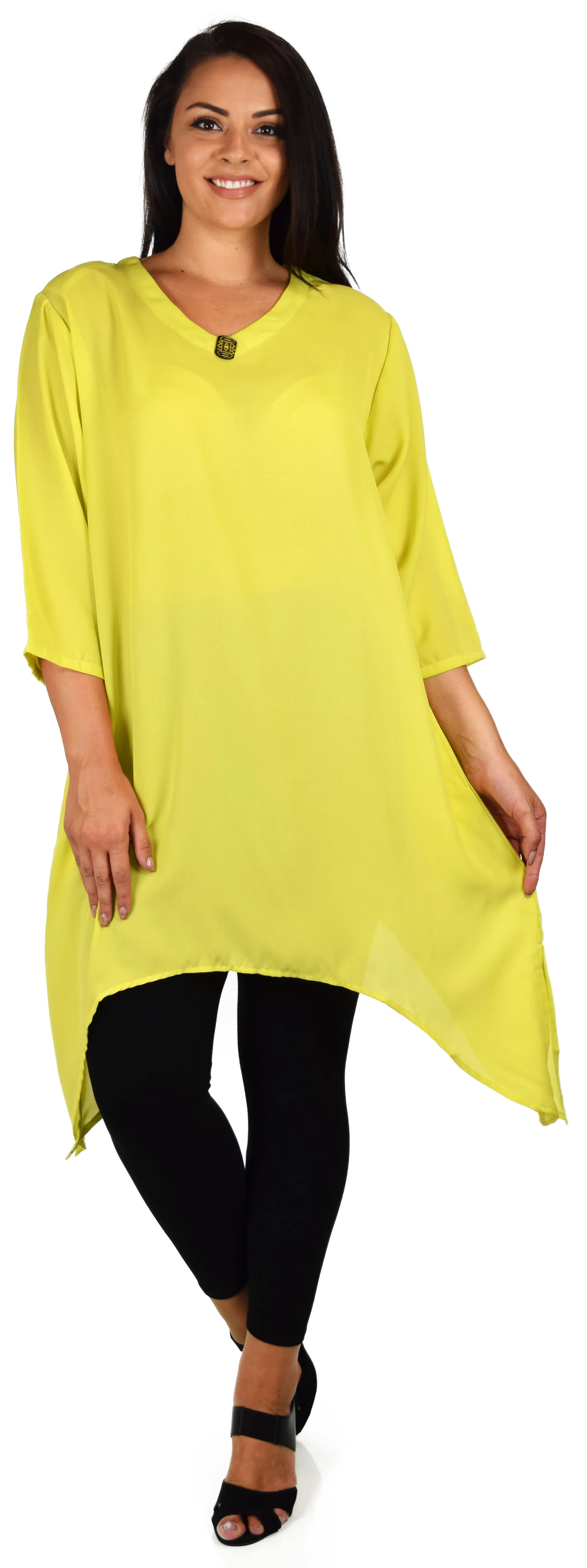 Comfy Georgette Tunic, Asymmetrical Plus size Tunic, Fish tail Tunic, Plus size top with side pockets