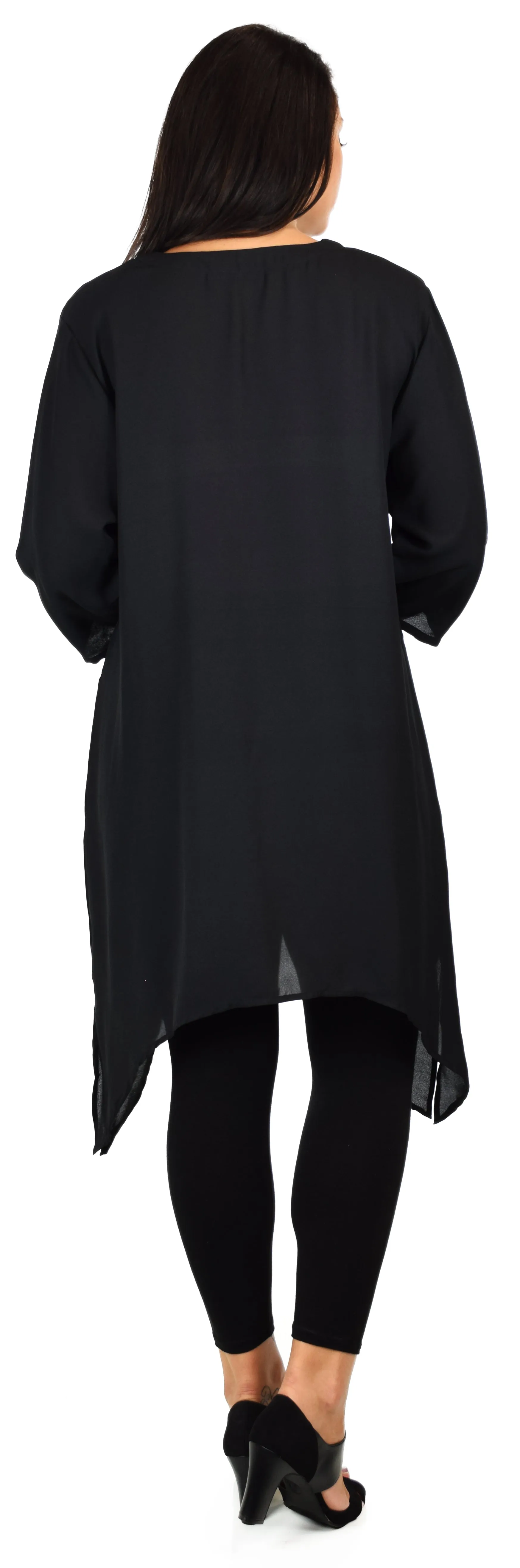 Comfy Georgette Tunic, Asymmetrical Plus size Tunic, Fish tail Tunic, Plus size top with side pockets