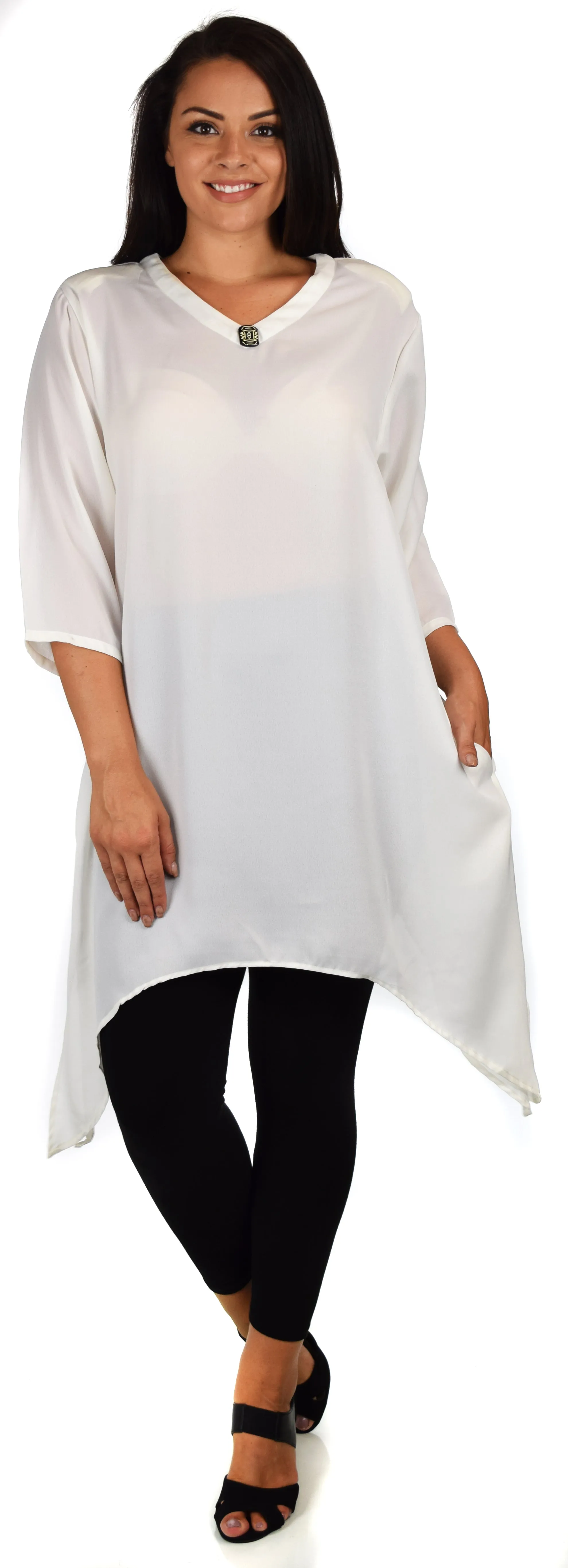 Comfy Georgette Tunic, Asymmetrical Plus size Tunic, Fish tail Tunic, Plus size top with side pockets
