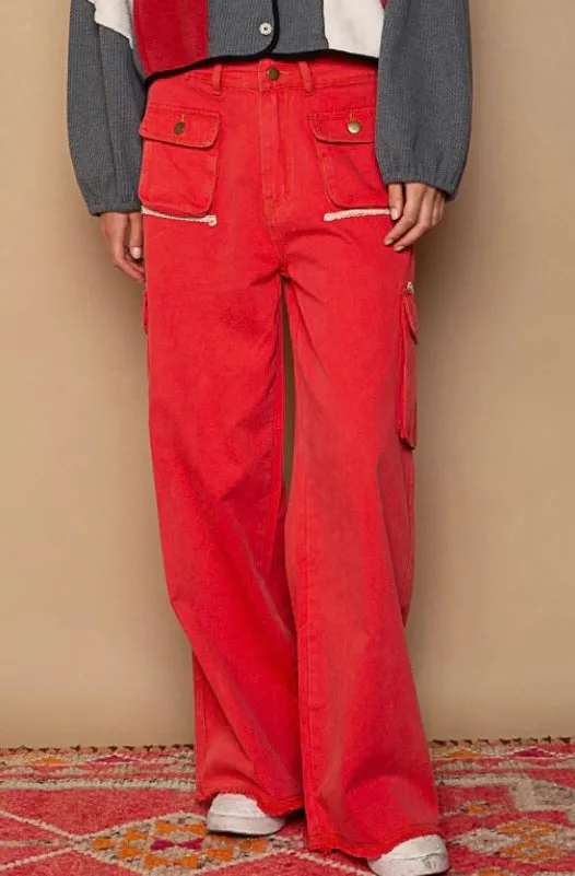Cool in Cargo Loose Slouchy Fit 3D Pocket Wide Leg Pants