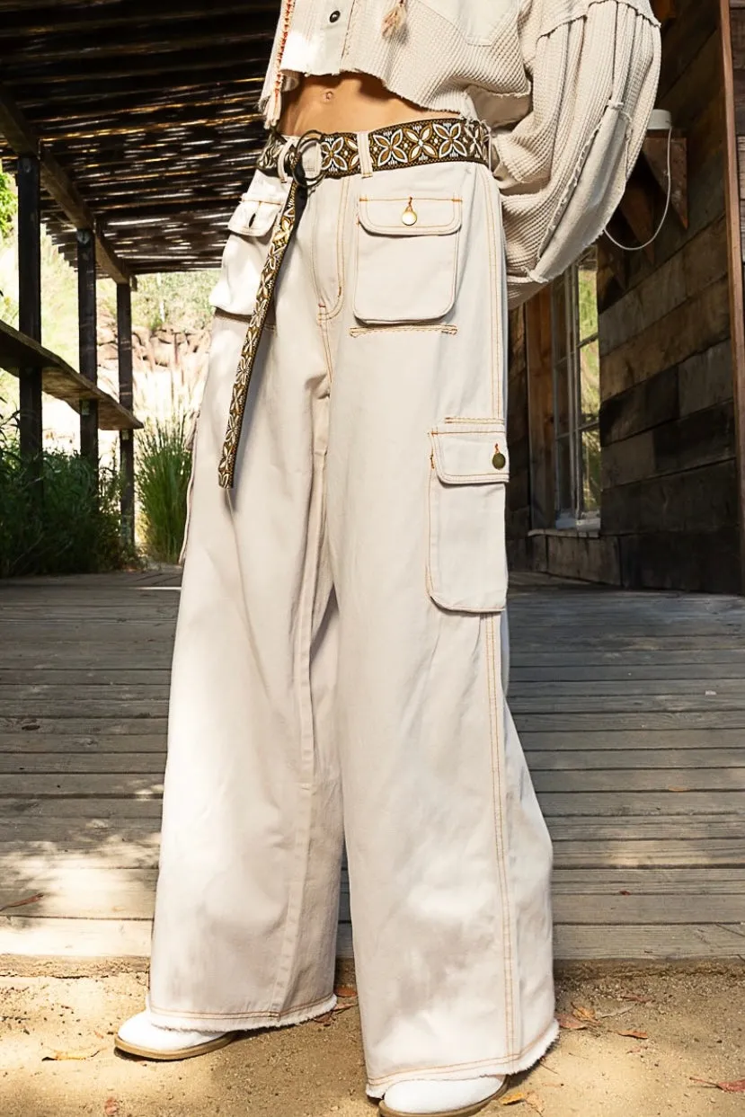 Cool in Cargo Loose Slouchy Fit 3D Pocket Wide Leg Pants