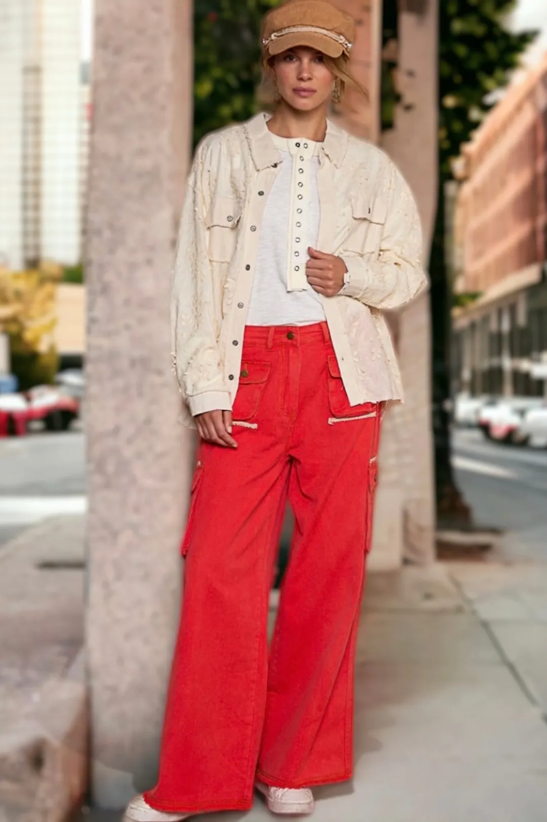 Cool in Cargo Loose Slouchy Fit 3D Pocket Wide Leg Pants