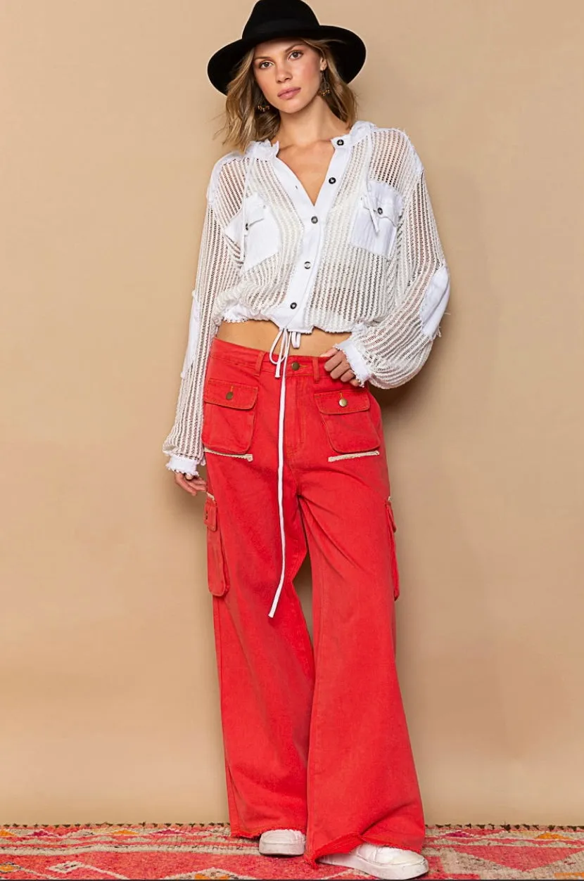 Cool in Cargo Loose Slouchy Fit 3D Pocket Wide Leg Pants