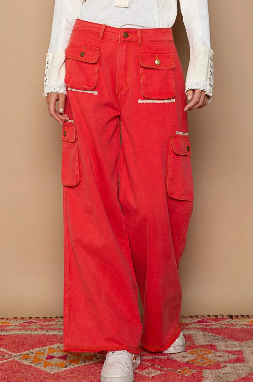Cool in Cargo Loose Slouchy Fit 3D Pocket Wide Leg Pants