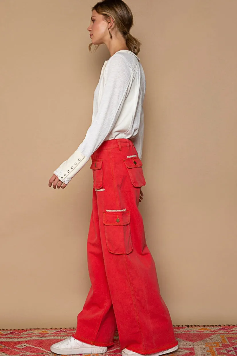 Cool in Cargo Loose Slouchy Fit 3D Pocket Wide Leg Pants