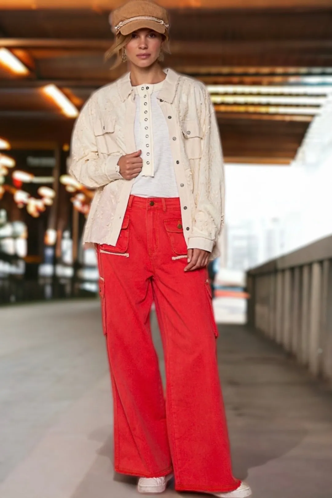 Cool in Cargo Loose Slouchy Fit 3D Pocket Wide Leg Pants