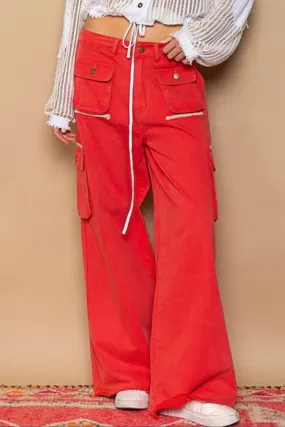 Cool in Cargo Loose Slouchy Fit 3D Pocket Wide Leg Pants