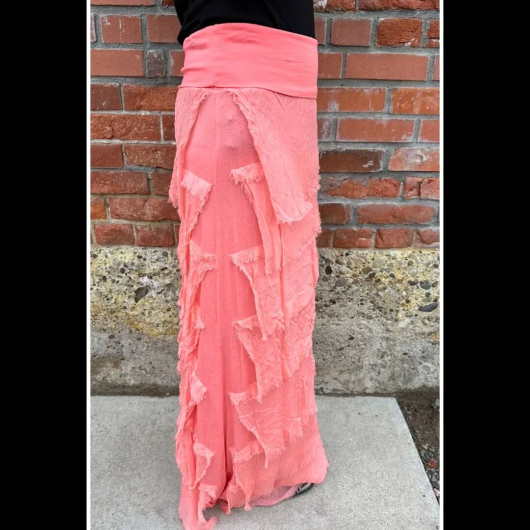 Coral Silk Tiered Skirt - KGG1-CL