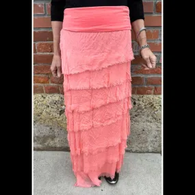 Coral Silk Tiered Skirt - KGG1-CL