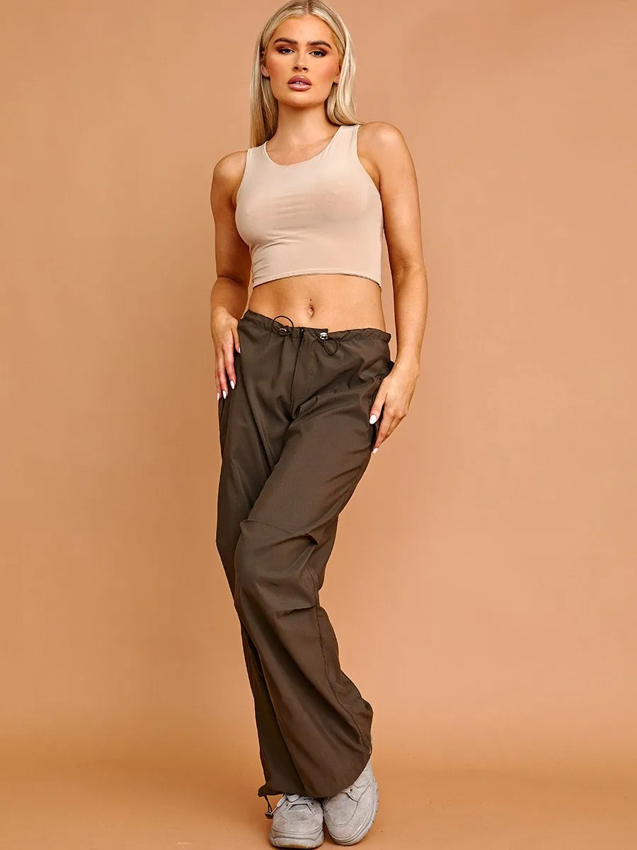 Debbie Balloon Cargo Trousers With Toggle Detail In Khaki