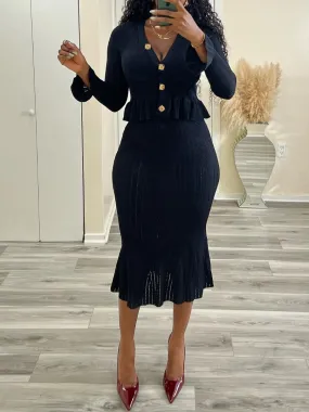 Demure Knit 2pc Skirt Set
