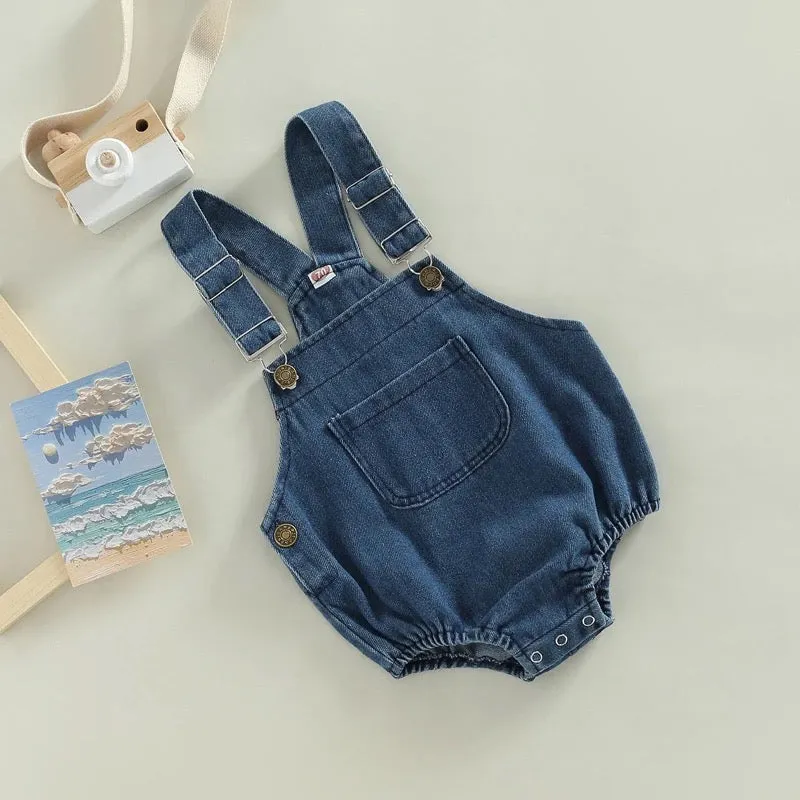 Denim overall romper