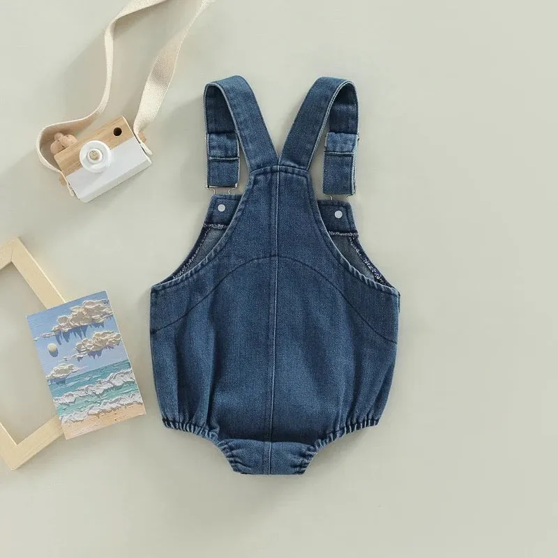 Denim overall romper