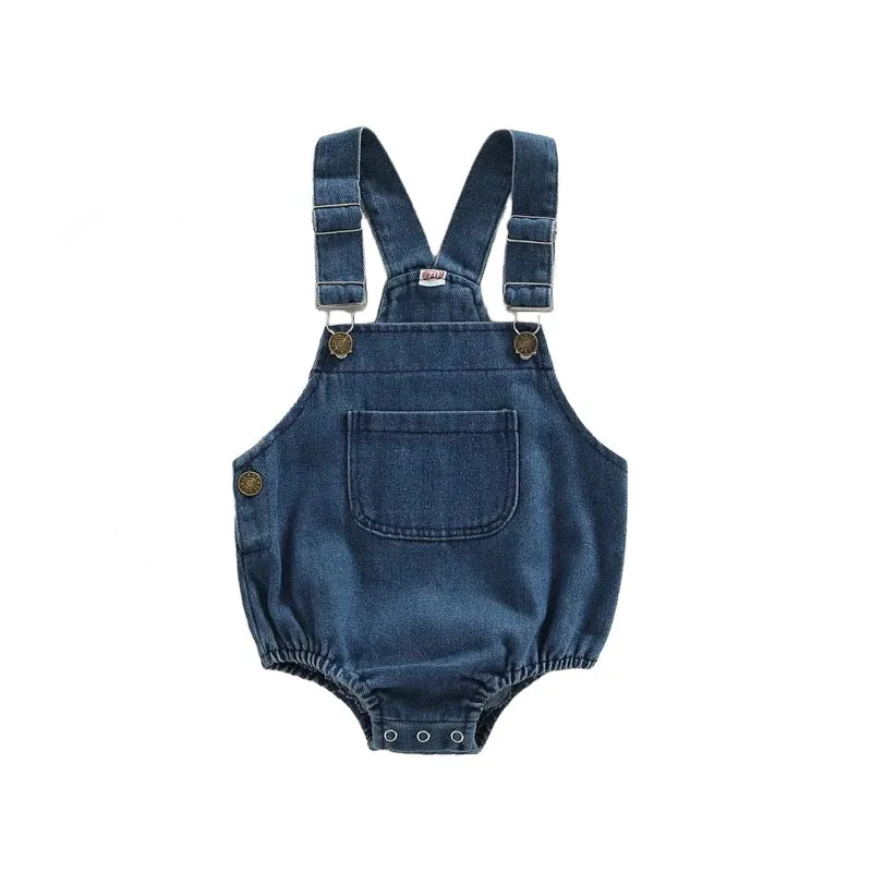 Denim overall romper