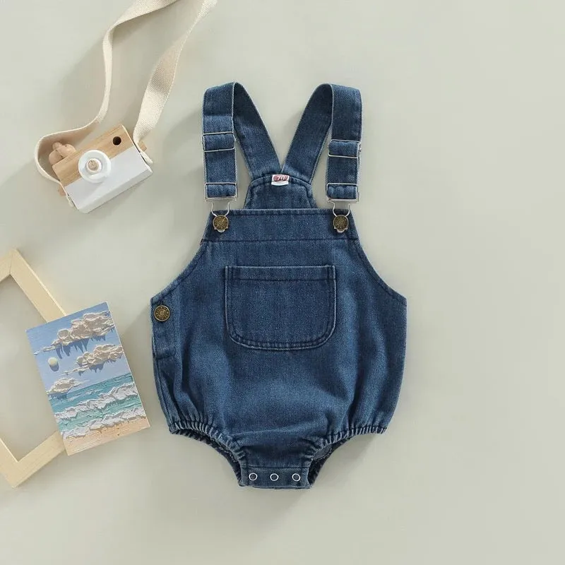 Denim overall romper