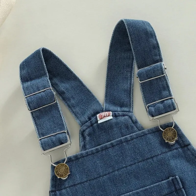 Denim overall romper