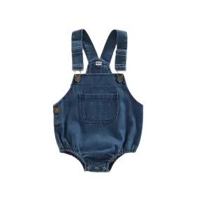 Denim overall romper