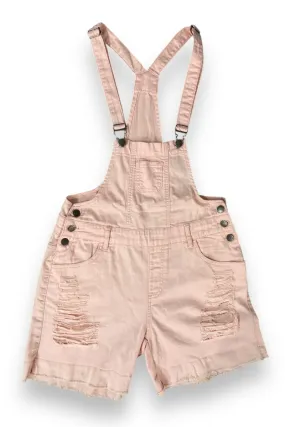 Distressed Denim Bib Overall Biker Shorts