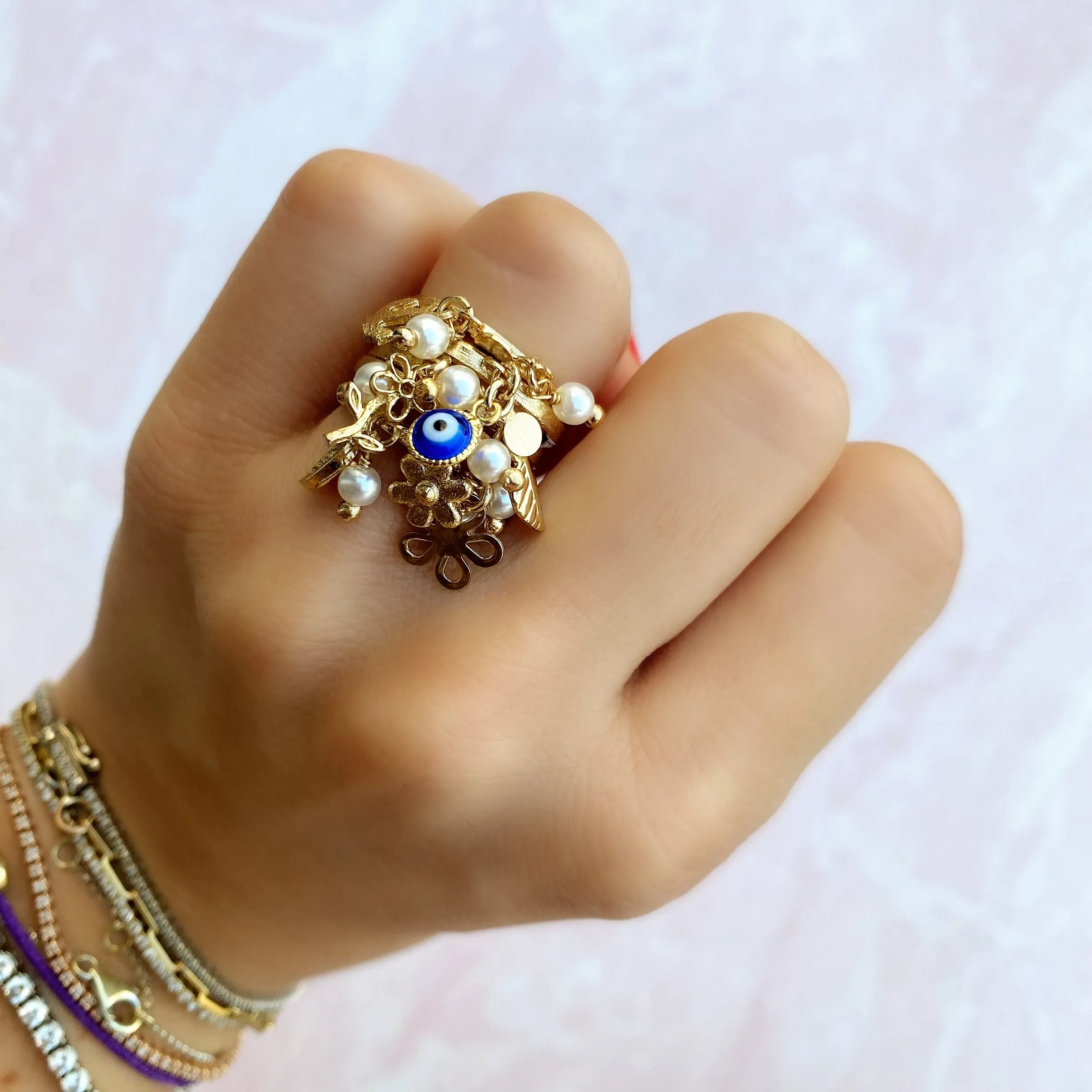 Exoticca Dangling Charms Ring