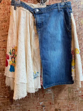 Floral Layered Denim Skirt