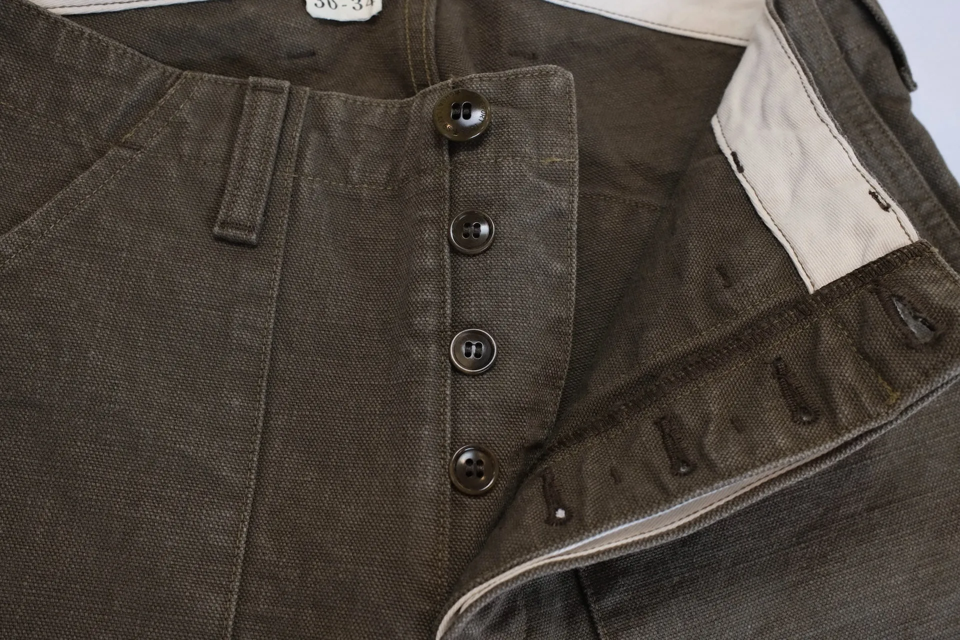 Freewheelers "Bear Tooth" Heavyweight Duck Canvas Trousers (Olive)