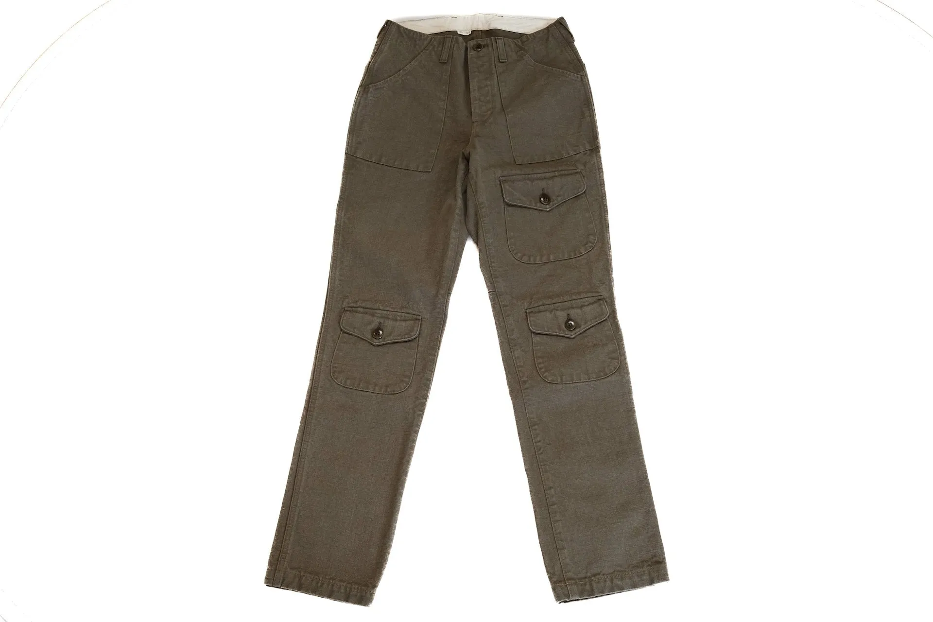 Freewheelers "Bear Tooth" Heavyweight Duck Canvas Trousers (Olive)