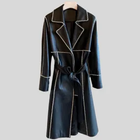 Genuine Leather Long Real Sheepskin Coat