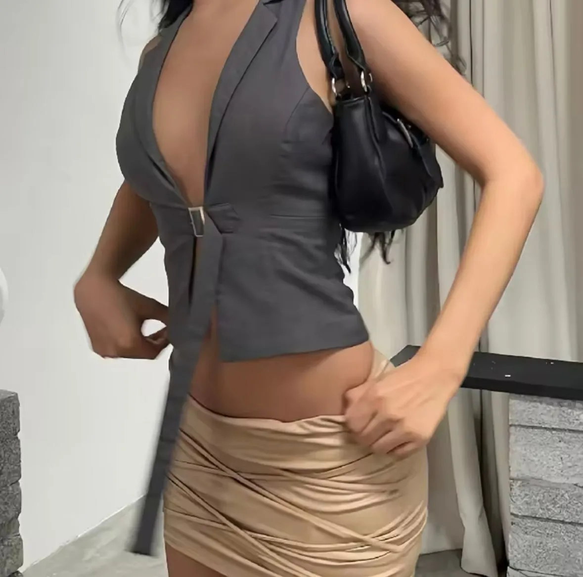 Grey cut out tank top