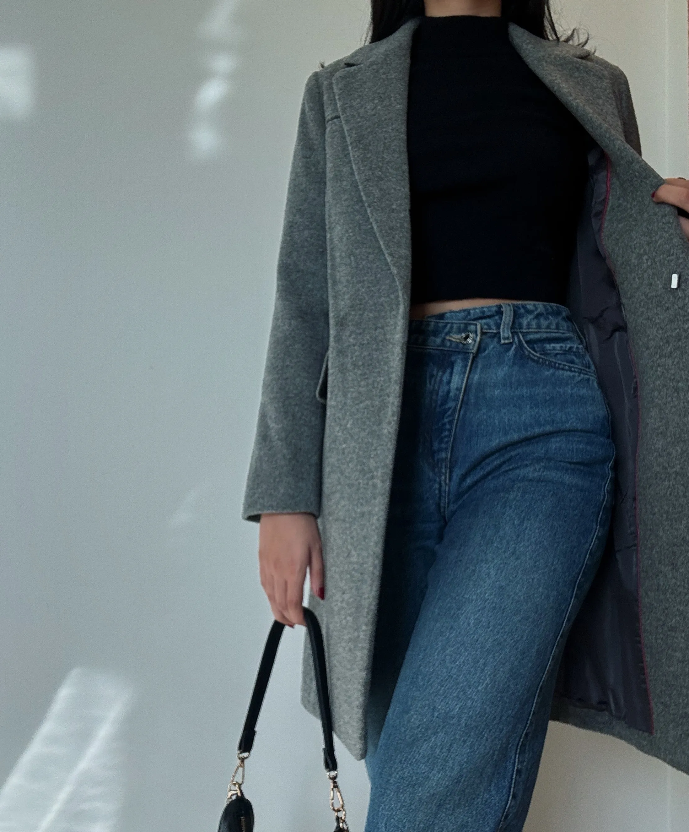 Grey Midi Coat (90% Wool)