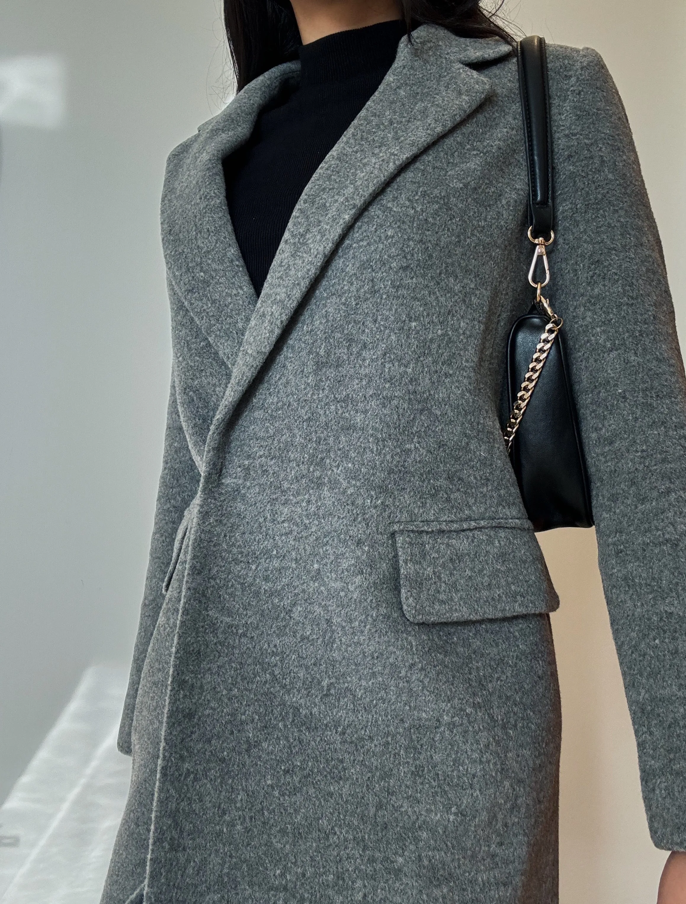 Grey Midi Coat (90% Wool)